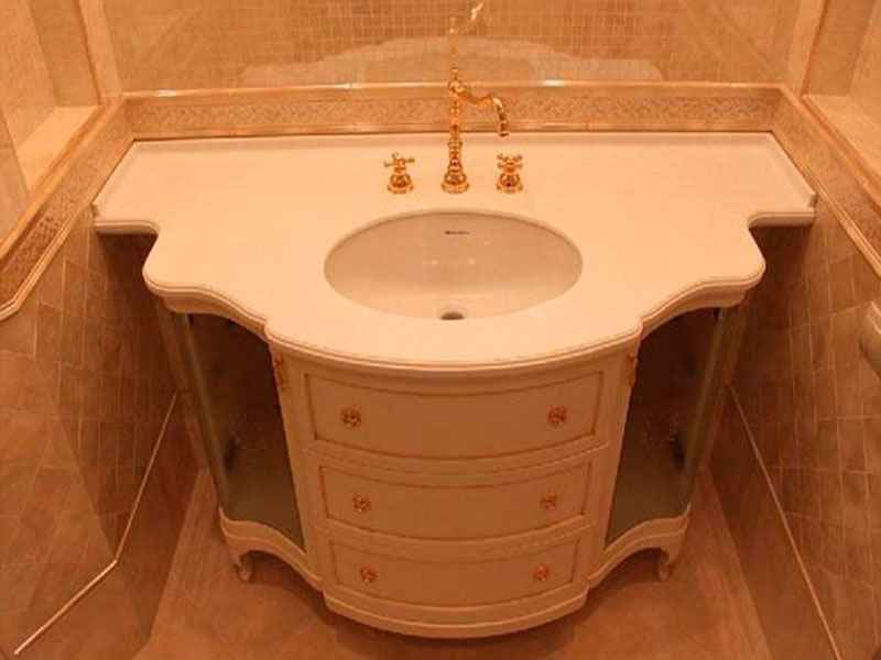 Столешница с раковиной из искусственного камня: фото