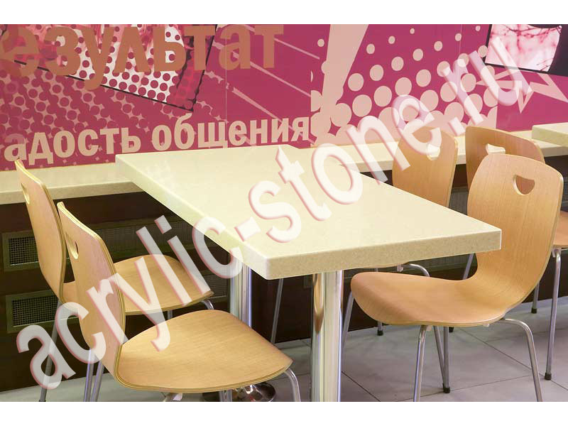 Прямоугольные столы из искусственного камня для кафе: фото
