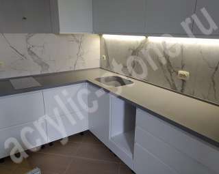 Фото Угловая столешница из искусственного камня Stonia