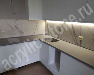 Фото Угловая столешница из искусственного камня Stonia