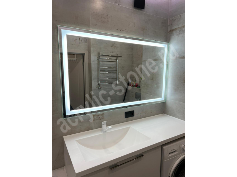 Столешница для ванной из искусственного камня LG HI-MACS  с литой раковиной (лодочка): фото
