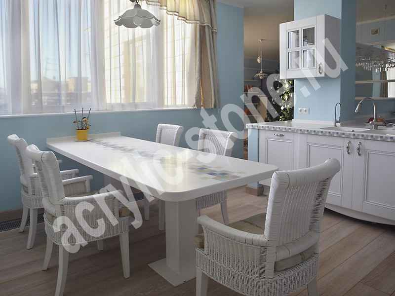 Столешница для кухни из акрилового камня LG HI-MACS с литой мойкой : фото